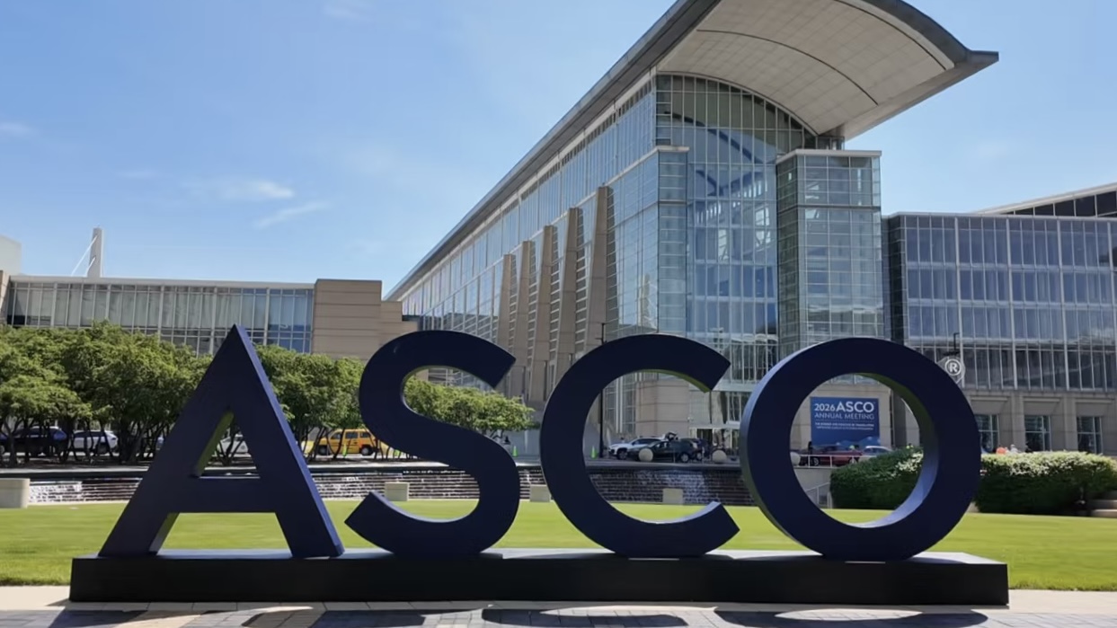 ASCO Annual Meeting 2026 sign outside the convention center